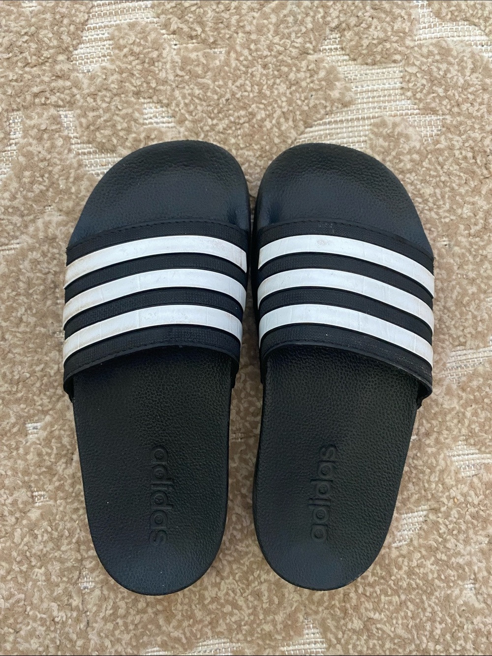 adidas Kids Black and White Slide Sandals